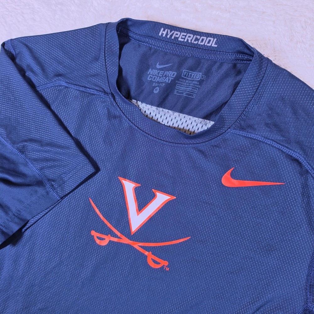 Nike Pro Combat Hypercool Virginia Cavaliers Mens M Navy Stretch s/s 31172X-VR1